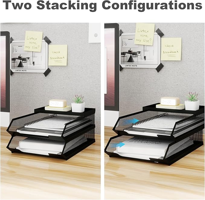 Natwind 2-Tier Stackable Metal Mesh Paper Organizer - Image 3