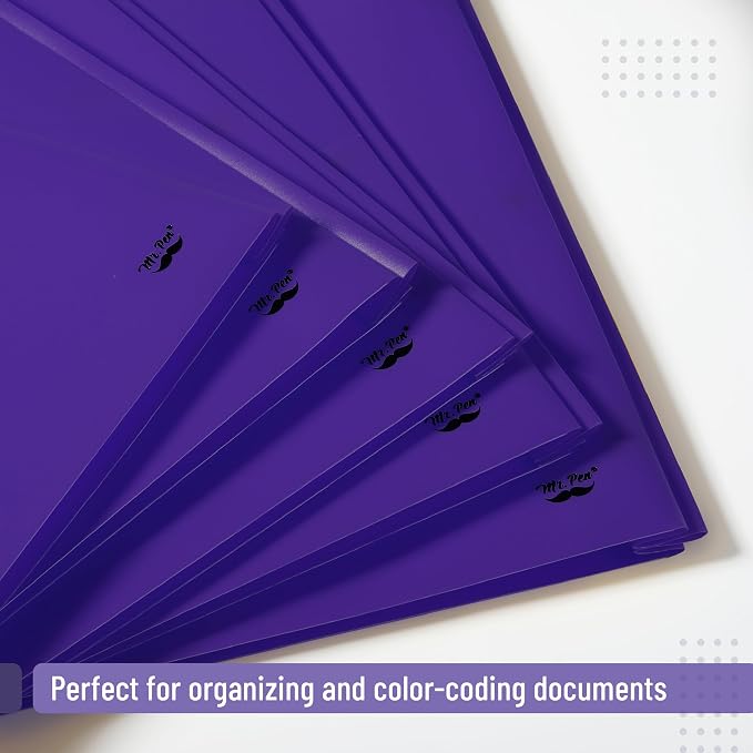 Mr. Pen- Plastic Folders with Pockets and Prongs, 24 Pack, Letter Size | Purple - Image 6