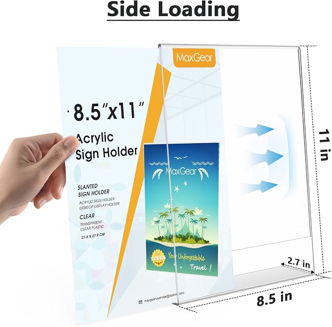 MaxGear Acrylic Sign Holder, 8.5 x 11 L-Shape Plastic Display Stand, 3 Pack | - Image 5
