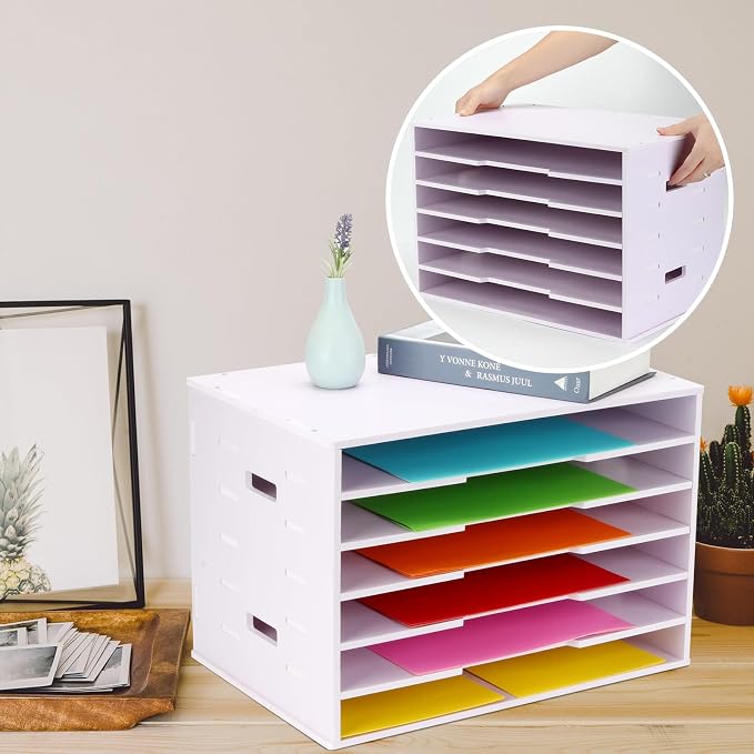 Construction Paper Organizer 20" x 13", 6 Tier Desktop File Storage Cardstock - Image 2