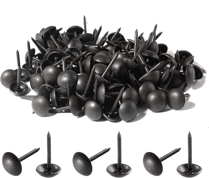 Piutouyar 200 Pcs Black Upholstery Tacks Antique Metal Thumb Tacks Round Head by Piutouyar