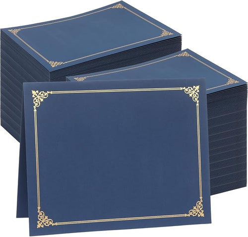 100 Count Certificate Holder, Diploma Covers Gold Foil Border, by Apprabbr