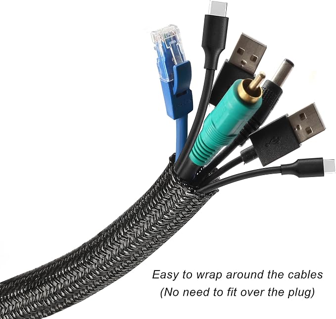 25ft - 1 inch Braided Cable Management Sleeve Cord Protector - Self-Wrapping - Image 2
