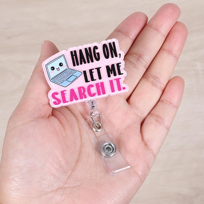 Hang On, Let Me Search It Funny Nurse Badge Reel, Cute Retractable ID Badge - Image 4
