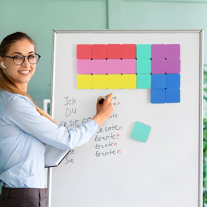 MaxGear Dry Erase Erasers, 48 Pack Magnetic Whiteboard Erasers, 6 Colors | Mini - Image 9