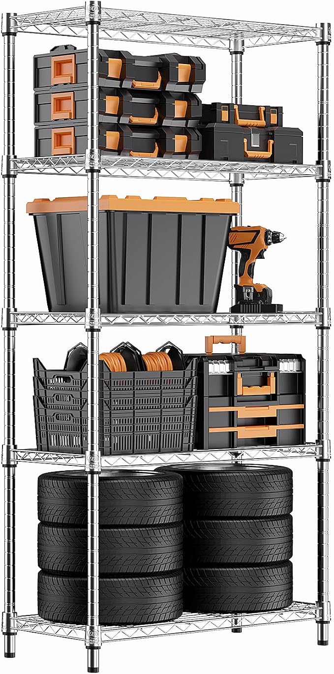 M MZG 1250 lbs Steel Heavy Duty 5-Tier Utility Shelving Unit Steel Organizer by MEIGAOPLASTICANDMETALHKCOLIMITED