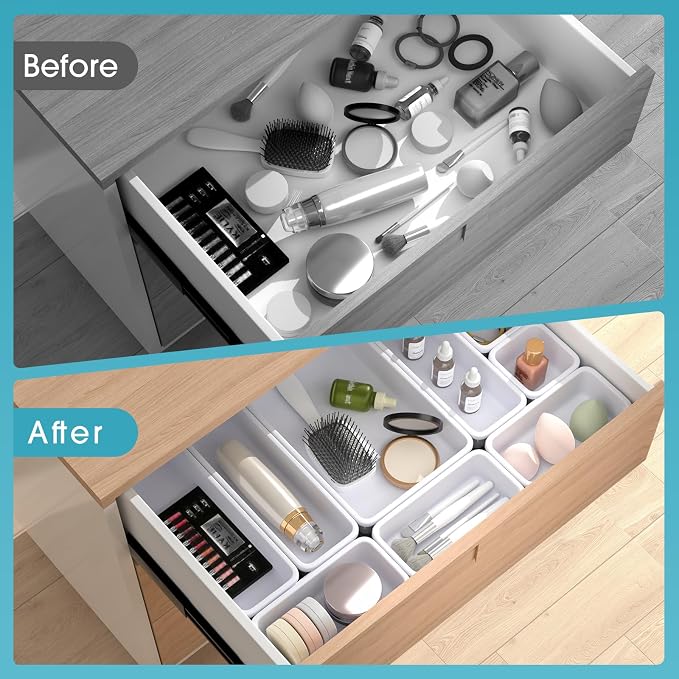 16 PCS Drawer Organizer Set, 4 Size Makeup Drawer Divider Organizer - Image 6