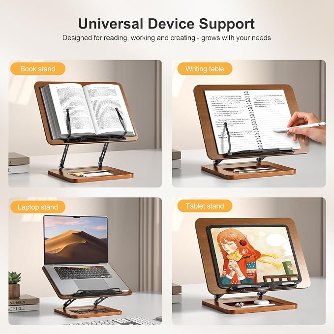 OPTIXCELL Book Stand with Light, Hands Free Book Holder, Gifts Book Lovers | - Image 8