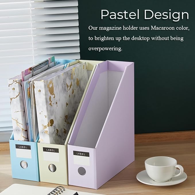 Y YOMA Cardboard File Magazine Holder, Pastel Color, 12 Pack Desktop Binder - Image 2