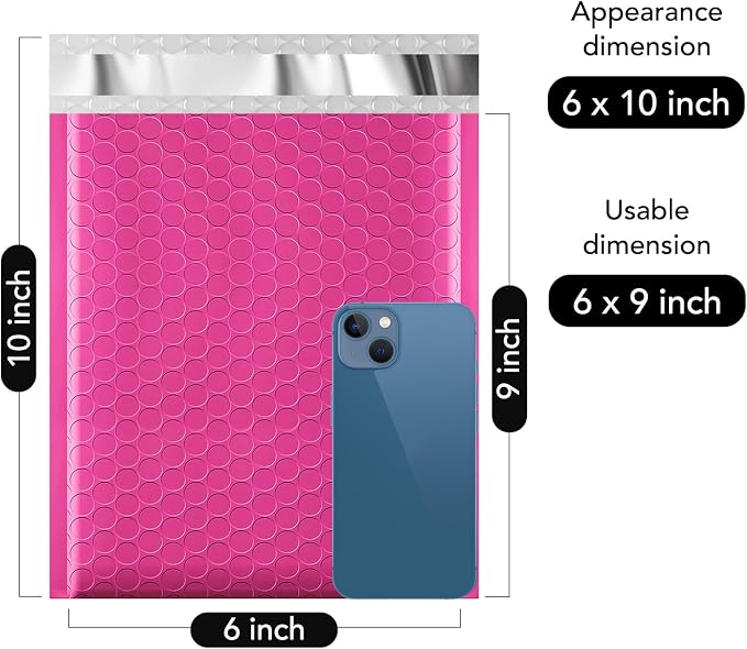 Fuxury Bubble Mailers 6x10" Pink Padded Envelopes 9600 Pack Bulk Strong - Image 2