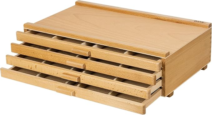 DJAR 4-Drawer Beech Wood Art Supply Storage Box by DJARARTTOOL