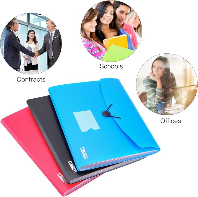 7-Pocket Expanding File 3pcs, Plastic Expandable File Folder - Image 7