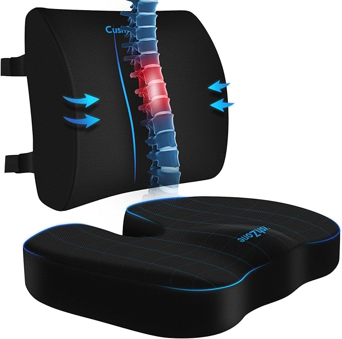 CushZone Ergonomic Seat Cushion & Lumbar Support Pillow by CushZone
