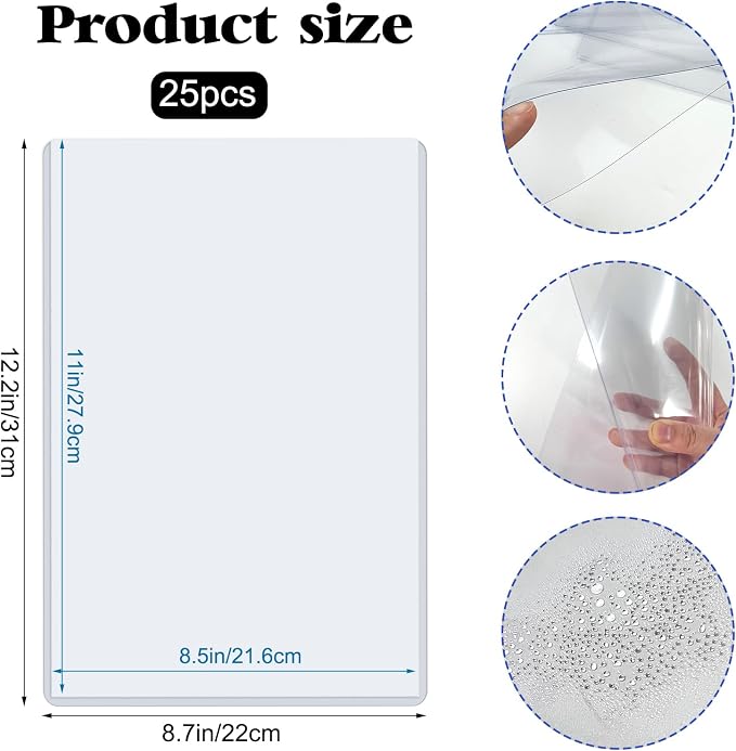 Rainmae 25 Pack 8.5" x 11" Rigid Print Protectors, Paper Sleeves Photo Plastic - Image 2