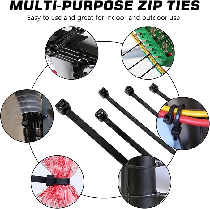 Zip Ties 8 inch, 100 Pack Heavy Duty Black Zip Ties - Image 4