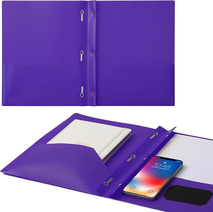 Mr. Pen- Plastic Folders with Pockets and Prongs, 24 Pack, Letter Size | Purple - Image 7