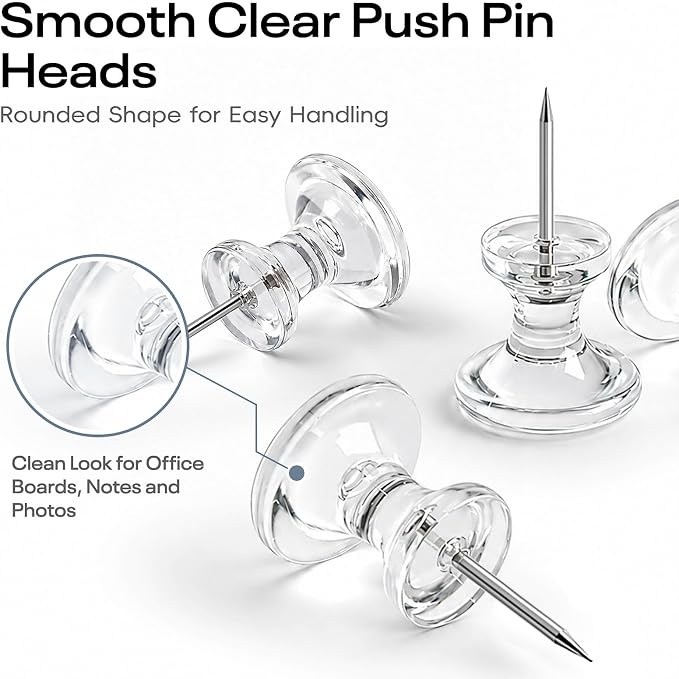 Optomni Giant Push Pins 60 PCS, 1 Inch Large Clear Push Pins - Image 6