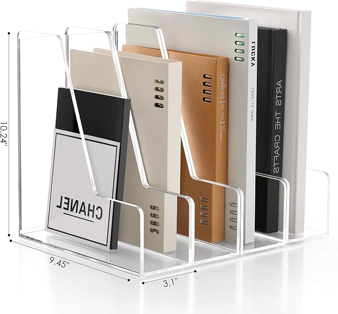 SANRUI 4 Pack Clear Acrylic Vertical File Organizer, Desk Organizer and Storage - Image 2