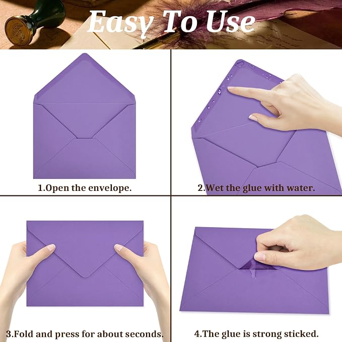 200 Pack A7 Envelopes, Dark Purple Greeting Card Envelopes Self Seal, 5.24 x - Image 4