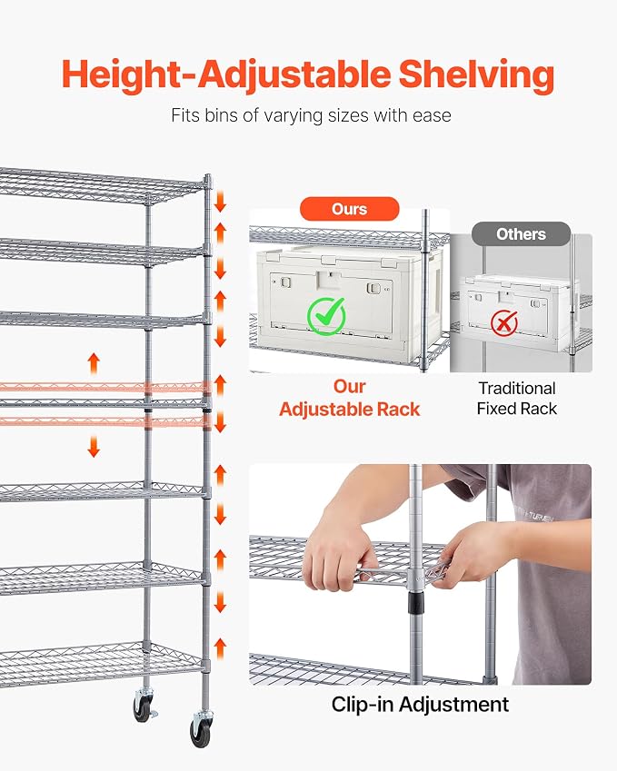 VEVOR 7-Tier Rolling Bin Storage Rack, 24 Organizer Bins, Bin Rack Storage - Image 6