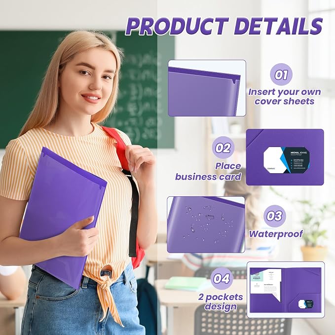 Henoyso 36 Pack Purple Plastic Folders - Image 3