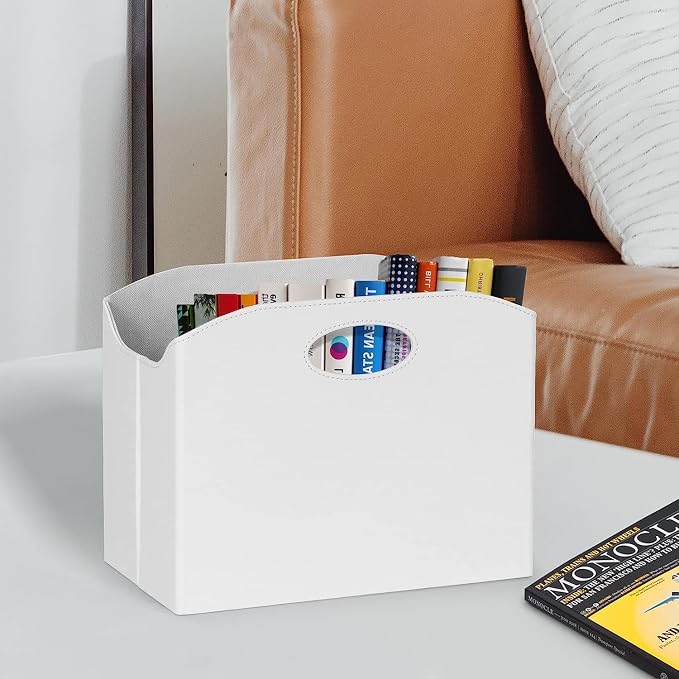 EZDeco Magazine Holder Foldable Magazine Rack Floor PU Leather File Holder - Image 6