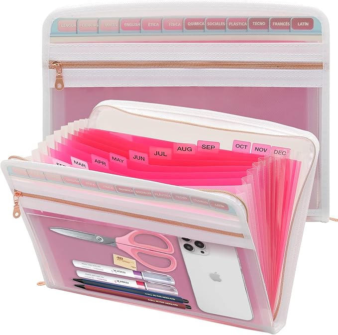 Mukawa 13 Pocket Zippered Expanding File Folder, Accordion File Organizer by Unknown