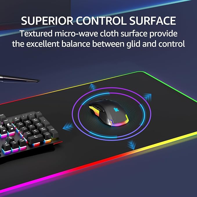 KTRIO RGB Large Gaming Mouse Pad, 31.5 x 11.8 in, RGB Black, XL | Smooth - Image 3