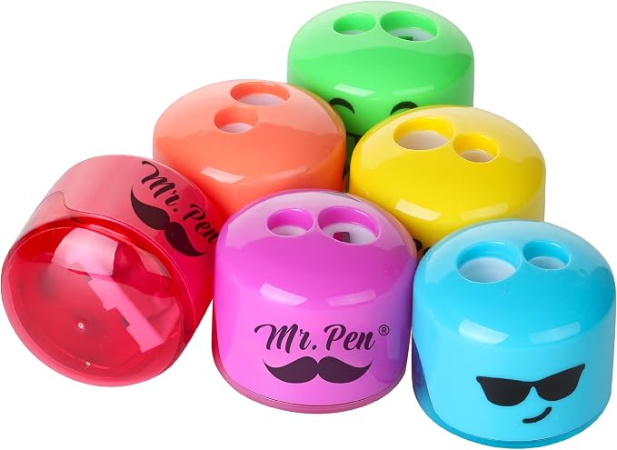 Mr. Pen- Pencil Sharpeners Manual, 6 Pack, Dual Hole | Smiley Handheld Pencil - Image 8