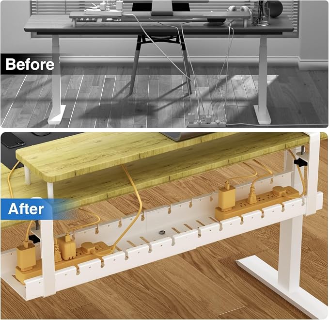 No Drilling Extendable Under Desk Cable Management, Metal Cable Management Tray - Image 6