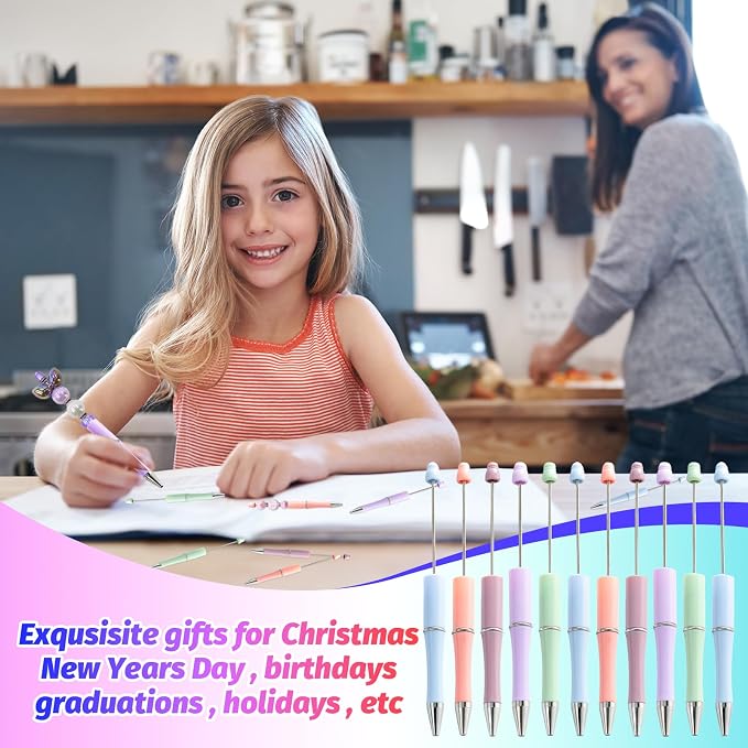 150 Pieces DIY Beadable Pen Kit – 50 Plastic Ballpoint Pens - Image 4
