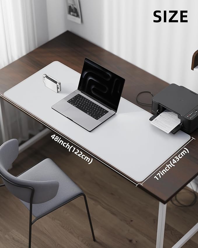 Leather Desk Pad Protector- 48" x 17" Office Desk Mat, Non-Slip PU Leather - Image 5