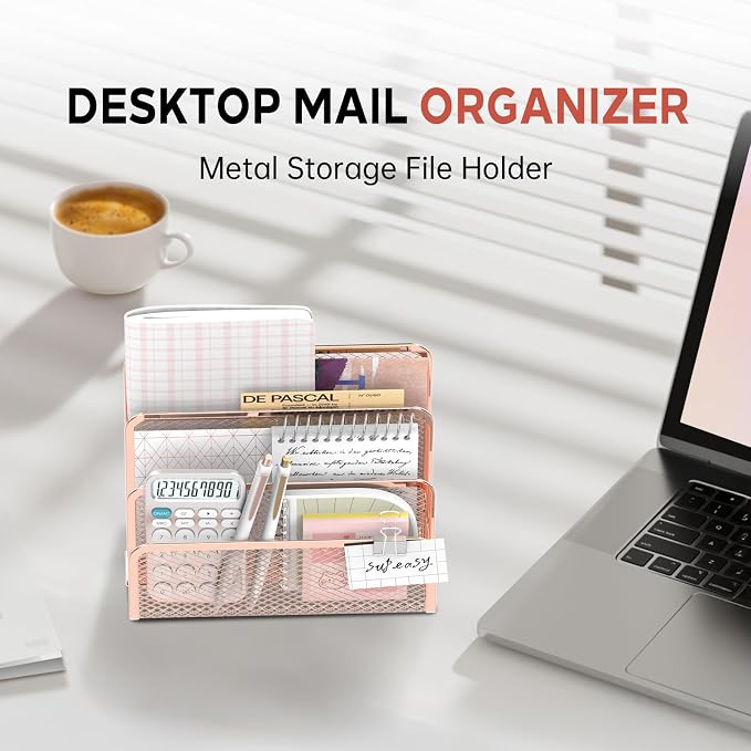 SUPEASY Mail Organizer for Desk, Mesh Metal Mail Holder Countertop - Image 2