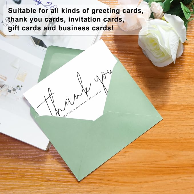 200 Pack A7 Envelopes, Sage Green Greeting Card Envelopes Self Seal, 5.24 x - Image 2