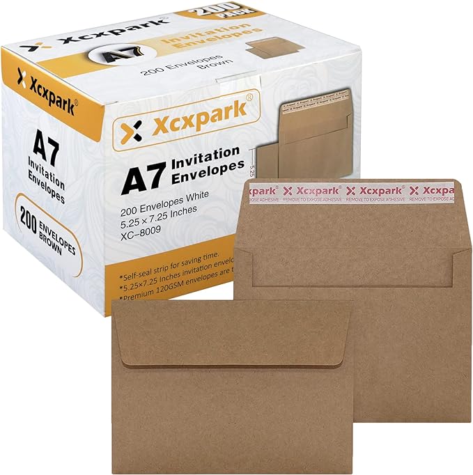 Xxcxpark 200 Qty Printable A7 Invitation Envelopes 5.25 x 7.25, Self Seal by Xxcxpark