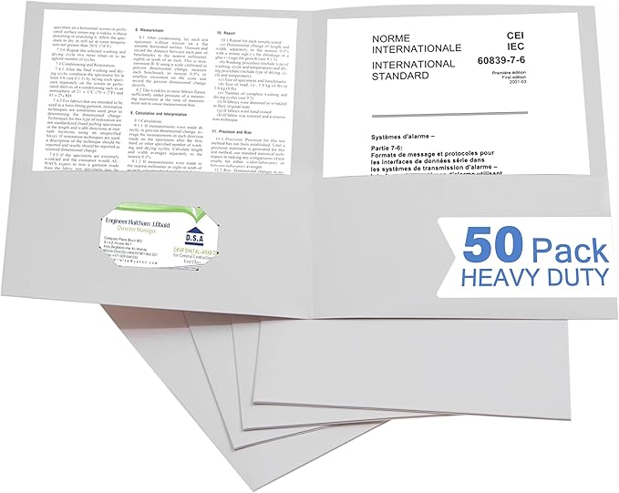 Zzrywuty 50 Packs White Two Pocket File Folders by Zzrywuty