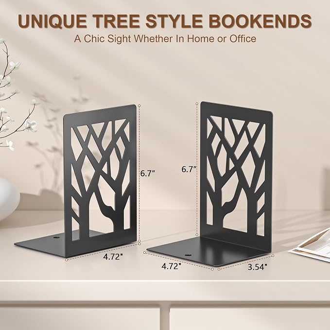 VFINE 2-Piece Modern Metal Bookends - Image 2