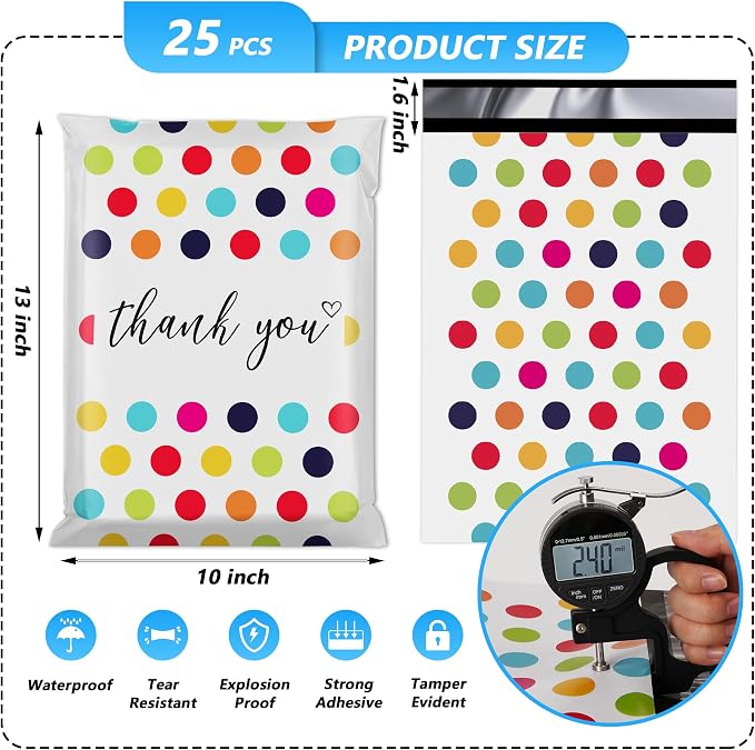 Thank You Poly Mailer 10x13 Inch 25 Pcs, Waterproof and Tear-Resistant Shipping - Image 2