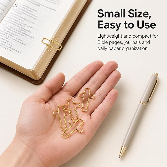 150 Pack Gold Cross Paper Clips, Decorative Paper Clips and Bookmarks - Image 3