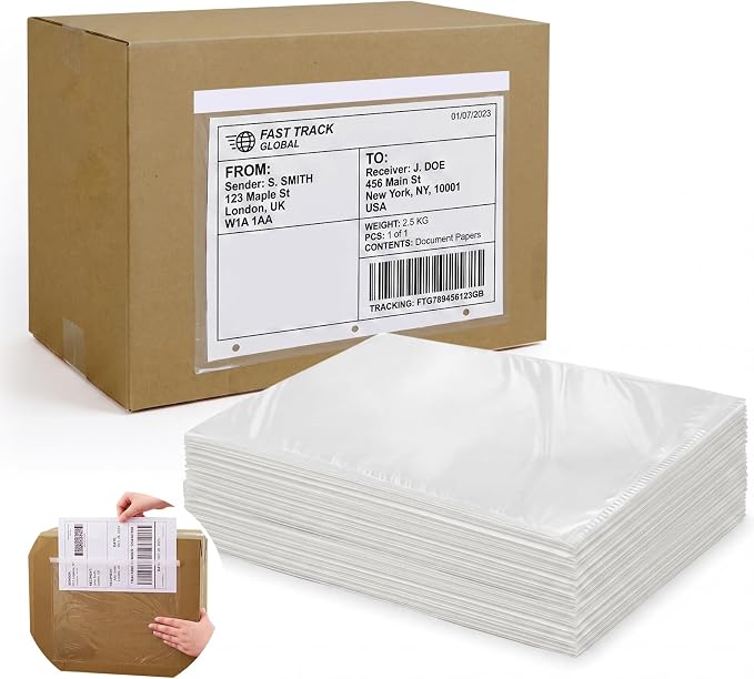 Maitys 300 Pack 9.5"x11.5" Clear Self-adhesive Shipping Label Sleeves Fit by Maitys