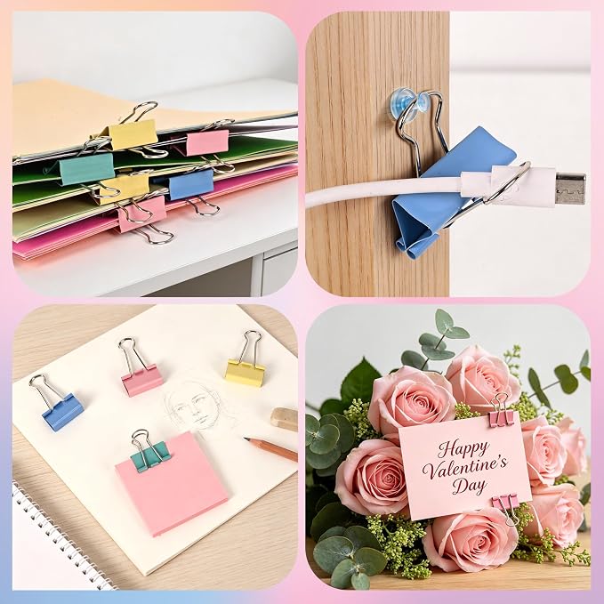 180Pcs Colorful Binder Clips Assorted Size, Metal Paper Clips - Image 5