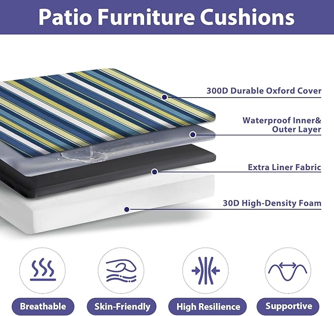 IPYNBAP Outdoor Chair Cushions Set of 4 -Waterproof Outdoor Seat Cushions - Image 2