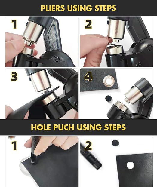 HAPDEN Grommet Tool Kit, 3/8 inch Handheld Eyelet Kit Manual Grommet Press - Image 6