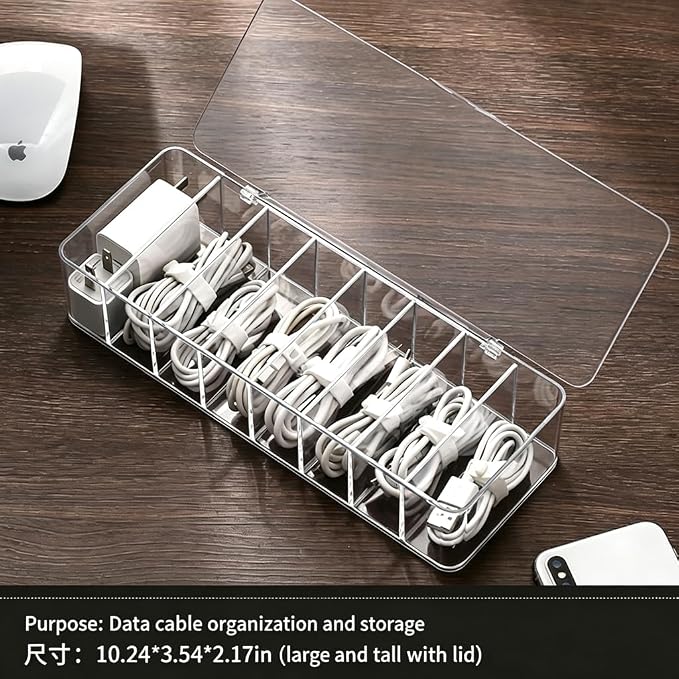 cord organizer box, 10.2 x 3.5 x 2.2in, Desktop Cord Organizer - Image 6