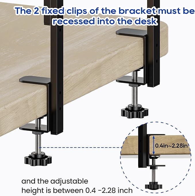 Clamp On Desk Shelf 2-Tier, 12.5 inche Wood Shelving Unit - Image 6