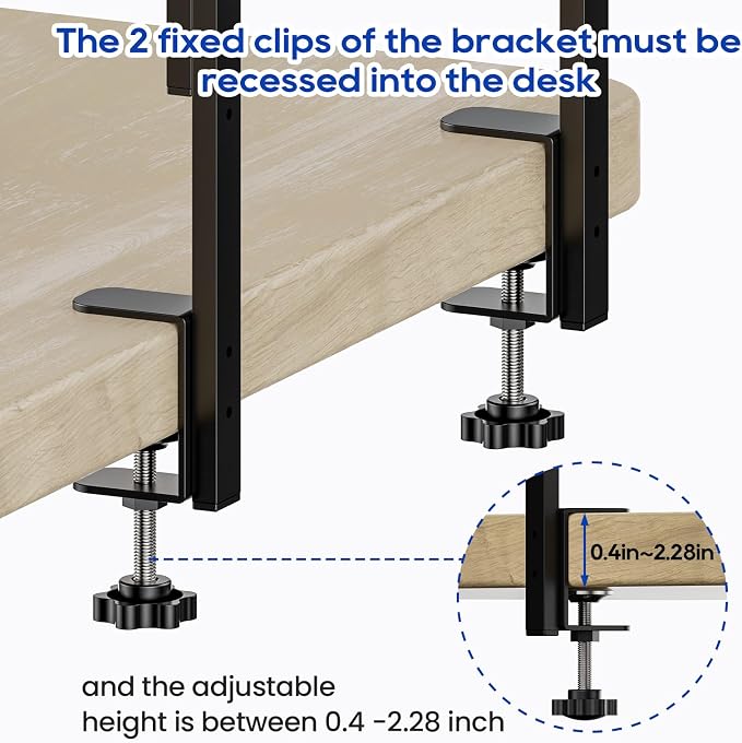 Clamp On Desk Shelf 2-Tier, 16.5 in Wood Shelving Unit - Image 5