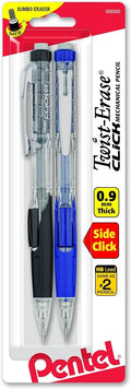 Pentel Twist-Erase CLICK Mechanical Pencil, 0.9mm CLEAR Barrel, 2 Pack by PentelofAmerica