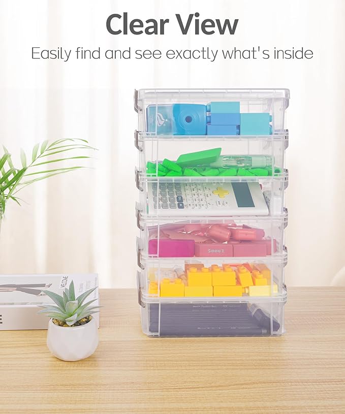 Sooez 6 Pack Extra Large Pencil Box, Plastic Hard Pencil Case Crayon Box Bulk - Image 5