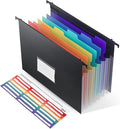 Expanding Hanging File Folders, Plastic Filing Cabinet Organizer 7 Pockets 1.2" by YouLain