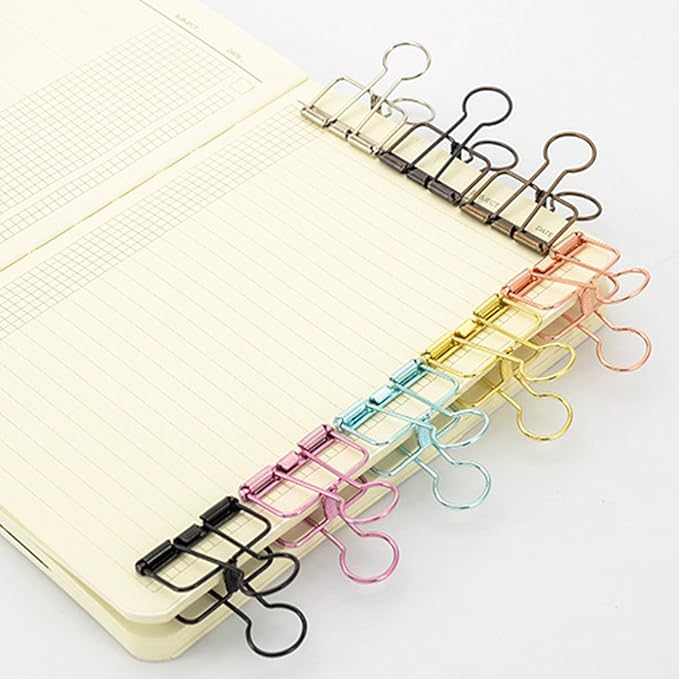 Hollow Out Paper Binder Clip Invoice Bill Clip Office Supplies Pack of 10 - Image 3
